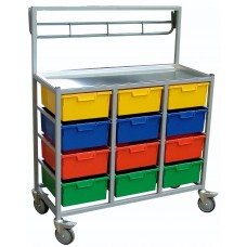 Laundry Cart - 12 Tray With Hanging Rail