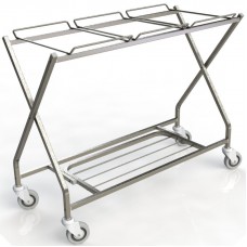 Folding Stainless Steel Linen Cart - Triple